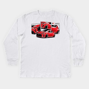 Toyota GR Yaris Red, JDM Car Kids Long Sleeve T-Shirt